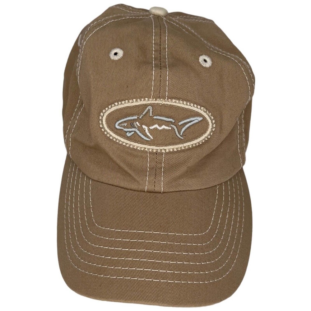 Greg Norman Collection Shark PGA Golf Baseball Hat Embroidered Unisex Tan